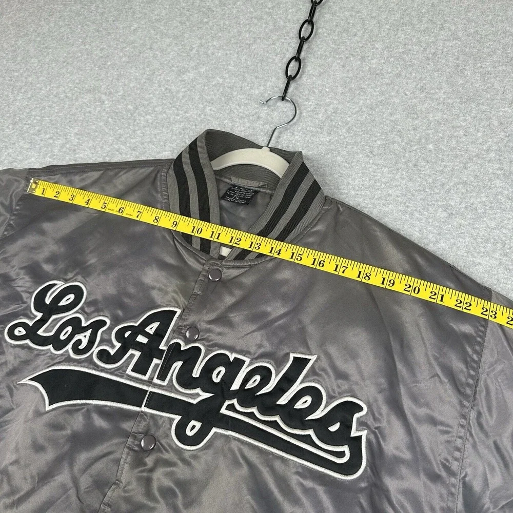 Pro Champ LOS ANGELES Satin Spirit Bomber Jacket Gray‎ XL Insulated Varsity